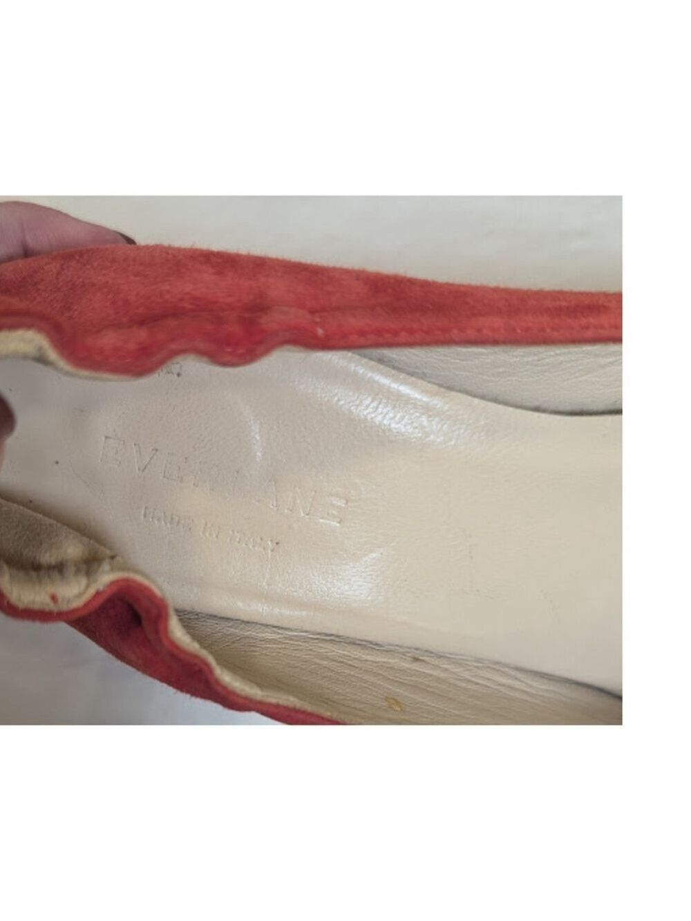 Everlane Italian Suede Day Heel • Size 8 • Soft Red Block Heel • Chic Minimalist - Picture 10 of 13